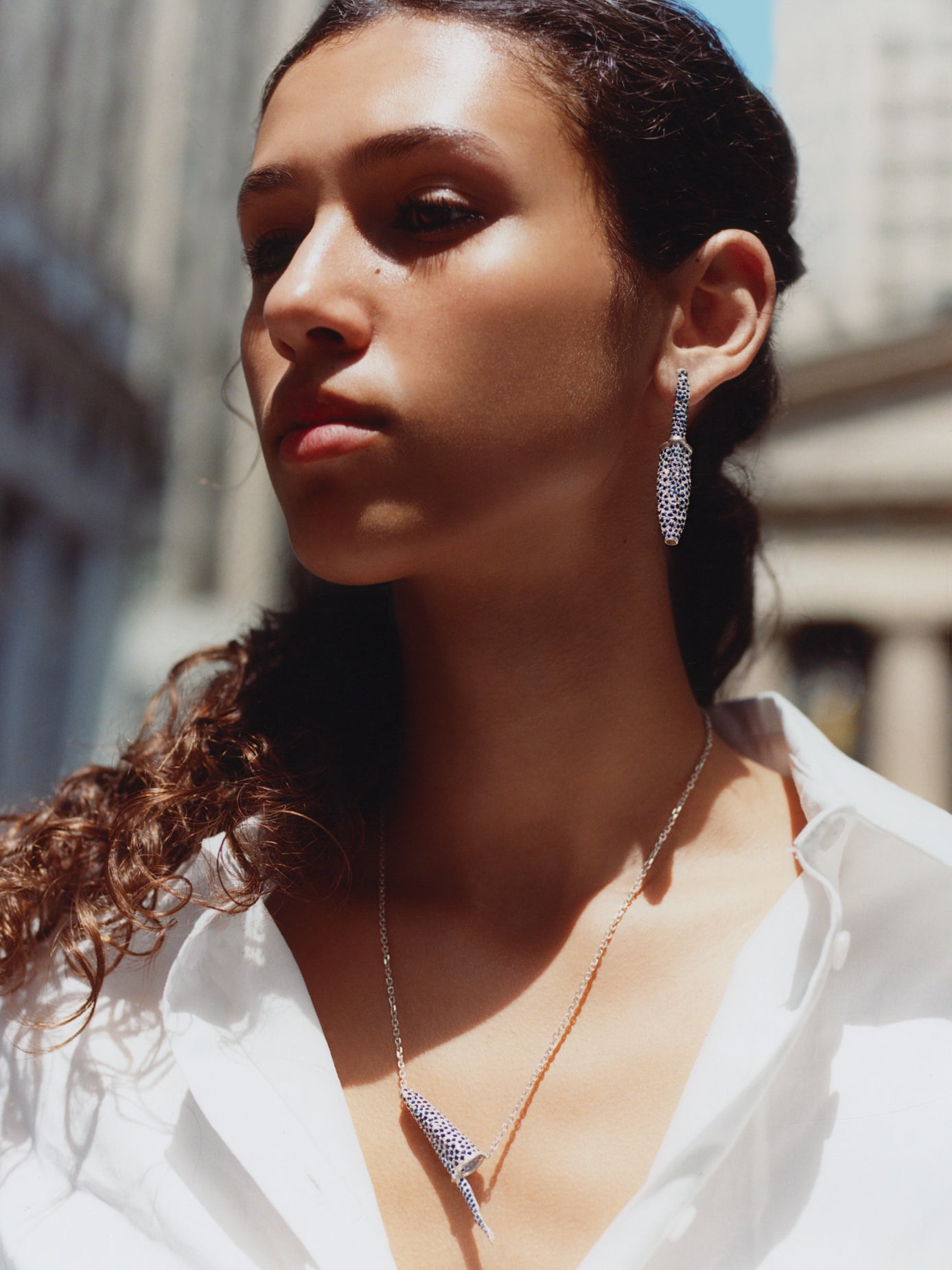 Wall Street blue earring